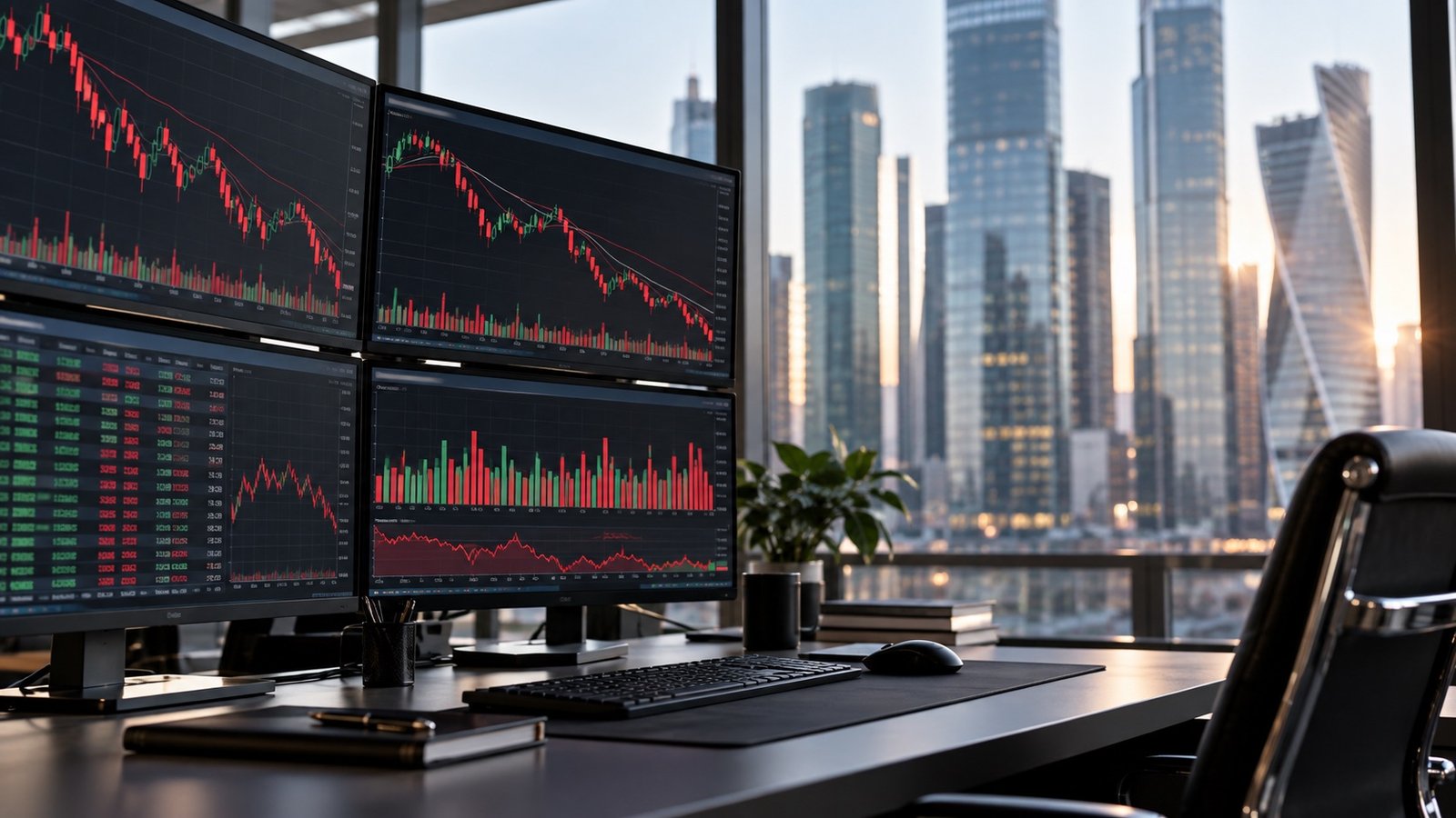 Биржевые графики в финансовом офисе Москвы